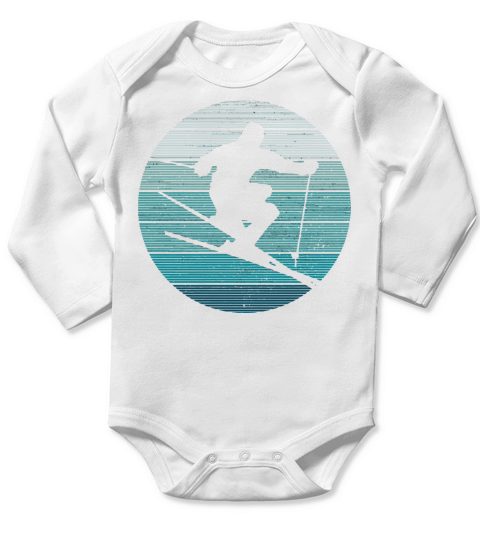Vintage Ski Skiing Winter Sports Freeski Skier Long Sleeve Baby One-Piece