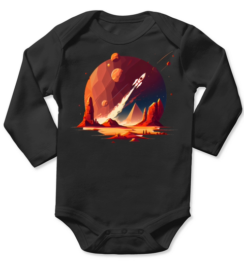 Vintage Space Science Mars Fiction Geek Solar Long Sleeve Baby One-Piece