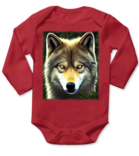 Wolf artwork design predator face imprint Long Sleeve Baby One-Piece