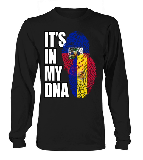 Andorran And Haitian Mix Heritage DNA Flag Long sleeved Unisex