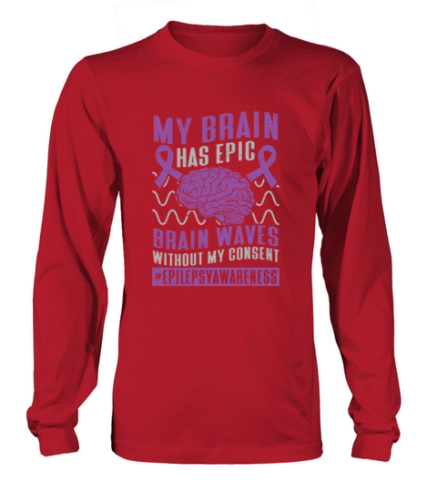 Brain Brainwaves Purple Ribbon Epileptic Epilepsy Long sleeved Unisex