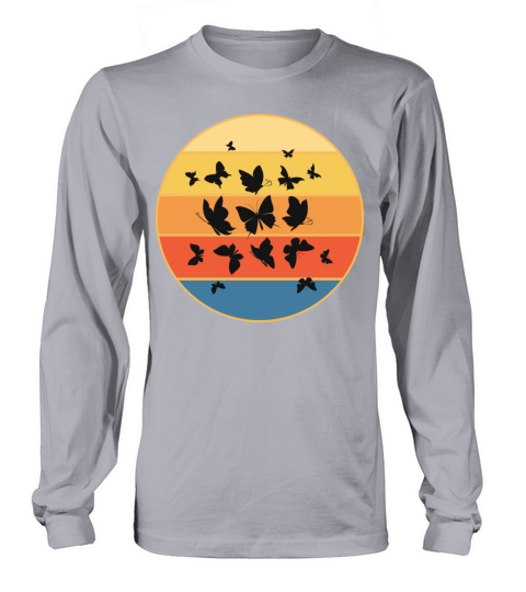 Cute Butterfly Retro Sunset Vintage Animal Insect Long sleeved Unisex