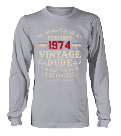 February 1974 Vintage Birthday Present Long sleeved Unisex