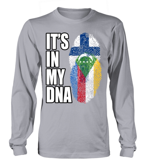 Finland And Comoran Mix Heritage DNA Flag Long sleeved Unisex