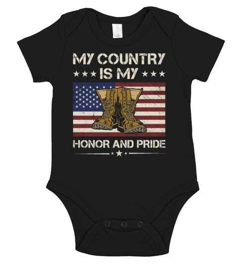 America My Country Is My Honor And Pride Veteran Short Sleeve Baby One-Piece