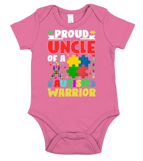 Autistic Ribbon Puzzle Uncle of Autism Awareness W Short Sleeve Baby One-Piece