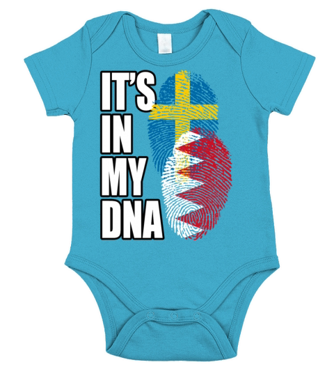 Bahraini And Swedish Mix Heritage DNA Flag Short Sleeve Baby One-Piece