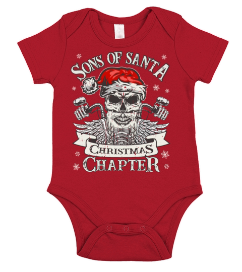 Biker Sons of Santa - Viking Motorcycle Christmas Short Sleeve Baby One-Piece