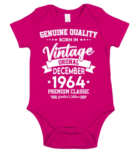 Born In December 1964 Original Vintage Short Sleeve Baby One-Piece