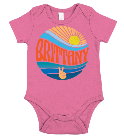 Brittany Shirt Vintage Sunset Brittany Groovy Tie Short Sleeve Baby One-Piece
