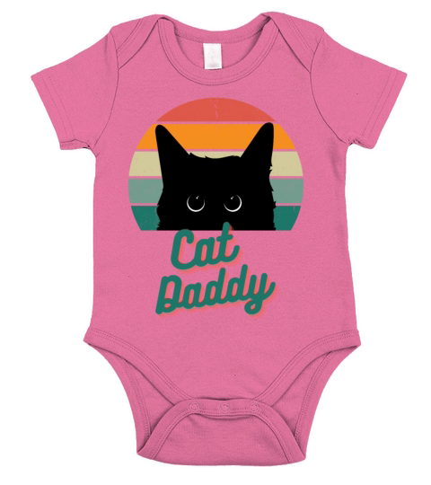 Cat Daddy Vintage Eighties Style Cat Retro Short Sleeve Baby One-Piece
