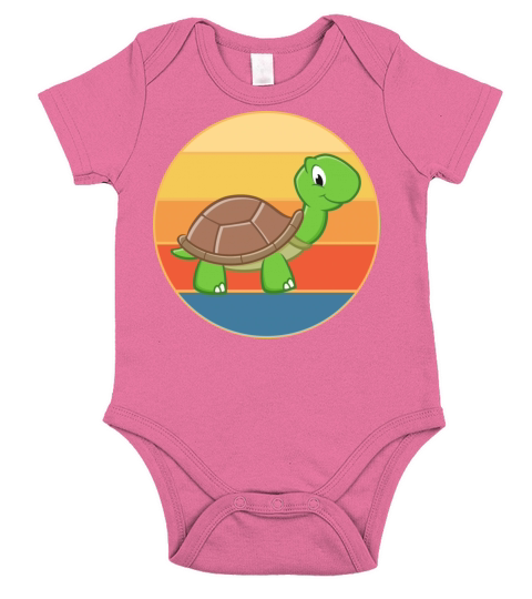 Cute Turtle Vintage Retro Sunset Marine Animal Short Sleeve Baby One-Piece