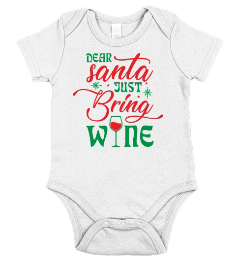 Dear Santa Just Bring Wine Short Sleeve Baby One-Piece