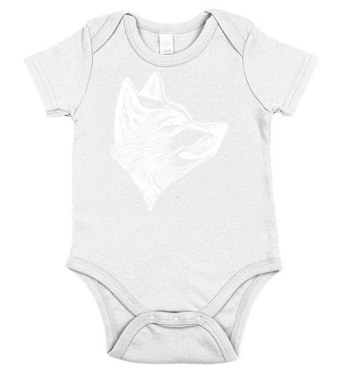 Elegant Vintage Wolf Portrait Short Sleeve Baby One-Piece