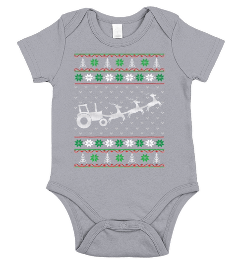 Farm Truck Ugly Christmas Sweater Short Sleeve Baby One-Piece