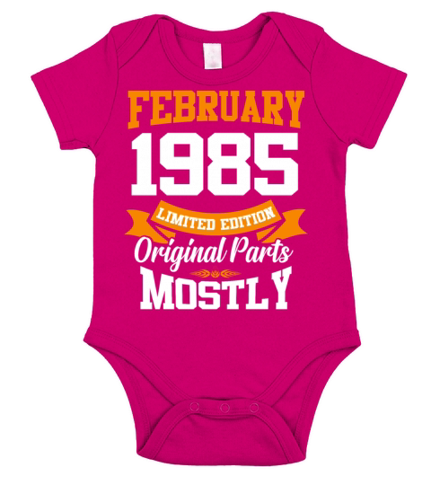 February 1985 Vintage Birthday Present Short Sleeve Baby One-Piece