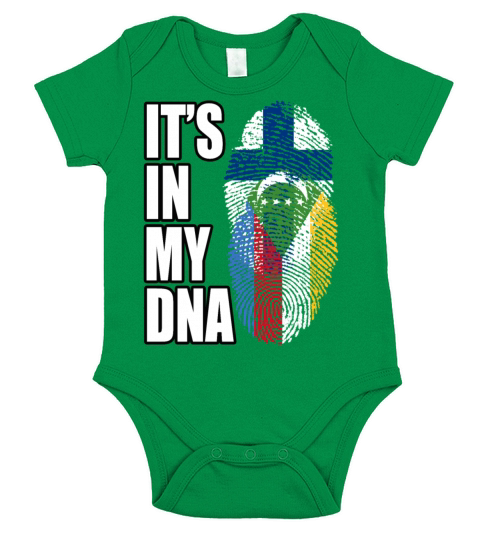 Finland And Comoran Mix Heritage DNA Flag Short Sleeve Baby One-Piece