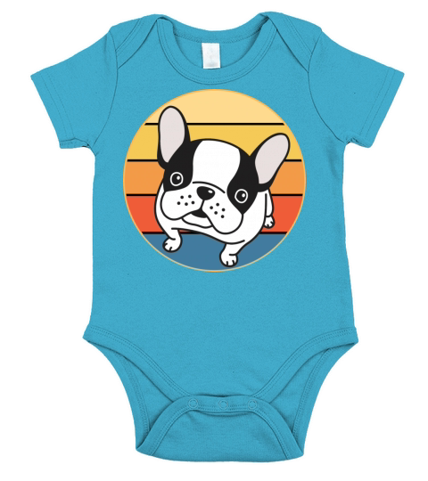 French Bulldog Dog Breed Vintage Retro Sunset Short Sleeve Baby One-Piece