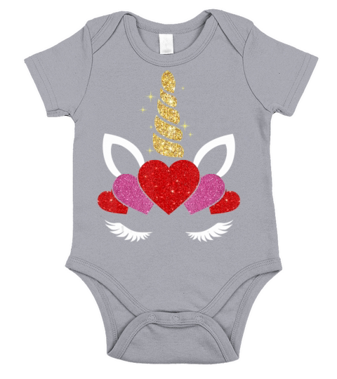 Heart Valentines Day for Women Girls Unicorn2079 Short Sleeve Baby One-Piece