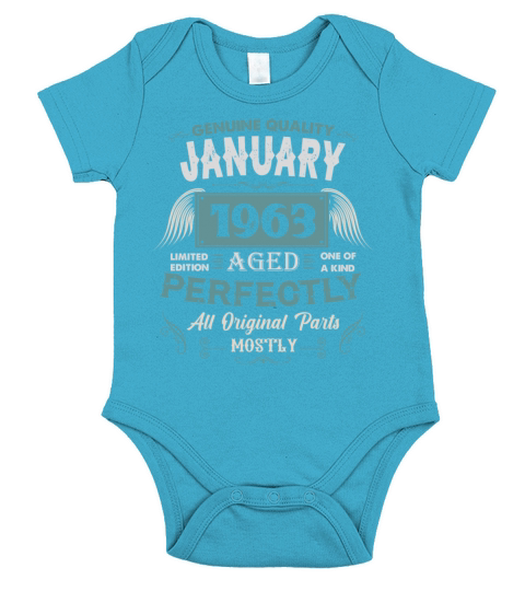 January 1963 Vintage Birthday Present Short Sleeve Baby One-Piece