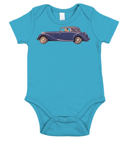 Ladies Driving Vintage Car Short Sleeve Baby One-Piece