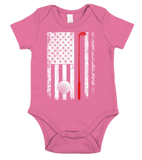 Vintage American Flag Golf Gift for Golfer t shirt Short Sleeve Baby One-Piece