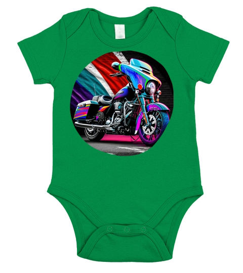 Vintage Motorcycle Biker With France Flag Short Sleeve Baby One-Piece