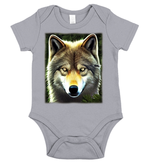 Wolf artwork design predator face imprint Short Sleeve Baby One-Piece