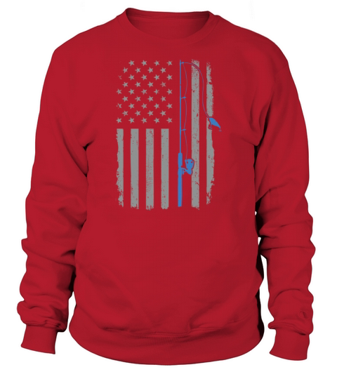 American Fishing USA Flag Vintage Fisher Rod Fishe Sweatshirt Unisex