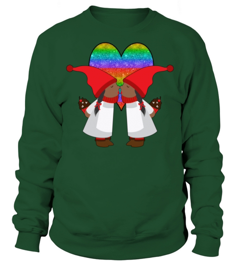 Black Lesbian Gnome Valentines Day Couples Gift Sweatshirt Unisex