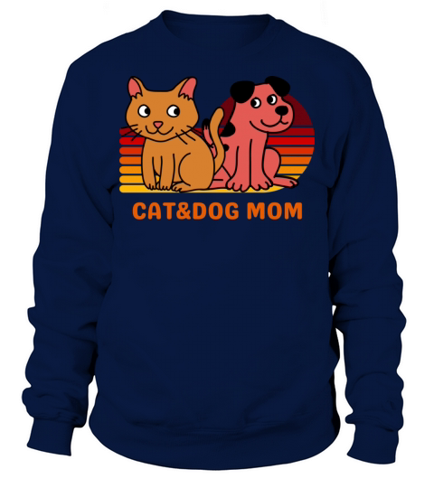 cat and dog mom retro vintage Sweatshirt Unisex