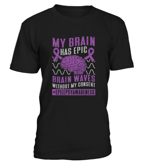Brain Brainwaves Purple Ribbon Epileptic Epilepsy T-Shirt Unisex