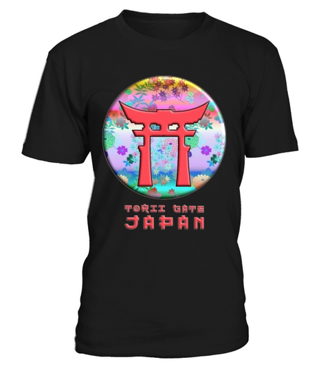 Torii Gate Shinto Japan Asian Floral Pattern T-Shirt Unisex