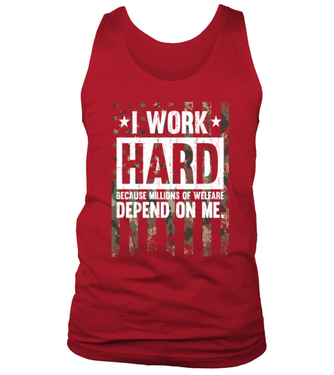 I Work Hard Camo American Flag Veteran Military Tank Top Unisex