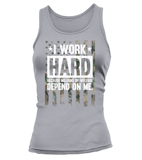 I Work Hard Camo American Flag Veteran Military Tank top Woman