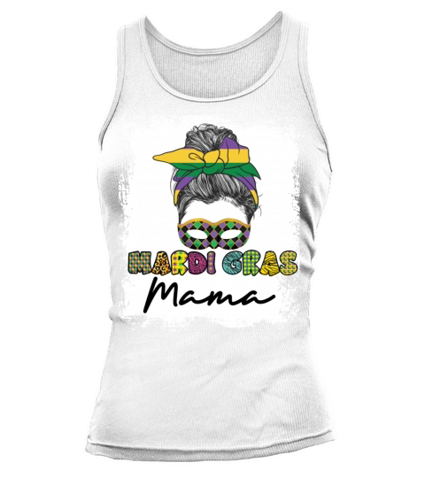 Mardi Gras Mama Costume Messy Bun Hair Carnival Tank top Woman