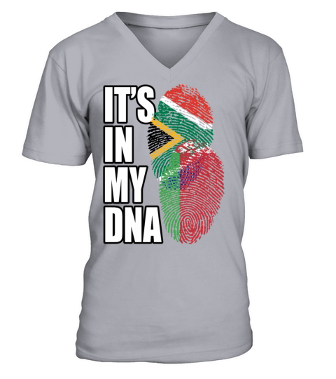 Belarusian And South African Mix Heritage DNA Flag V-Neck T-shirt