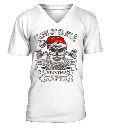 Biker Sons of Santa - Viking Motorcycle Christmas V-Neck T-shirt