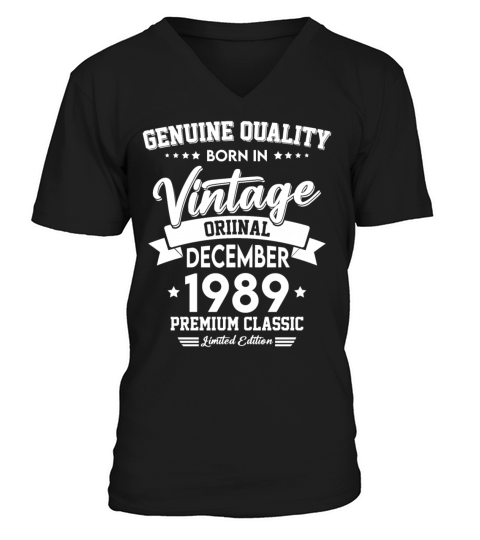 Born In December 1989 Original Vintage V-Neck T-shirt