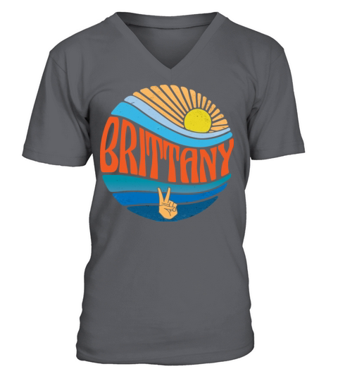 Brittany Shirt Vintage Sunset Brittany Groovy Tie V-Neck T-shirt