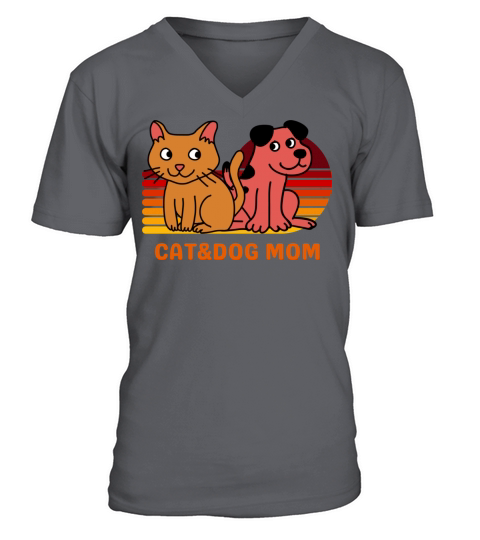 cat and dog mom retro vintage V-Neck T-shirt