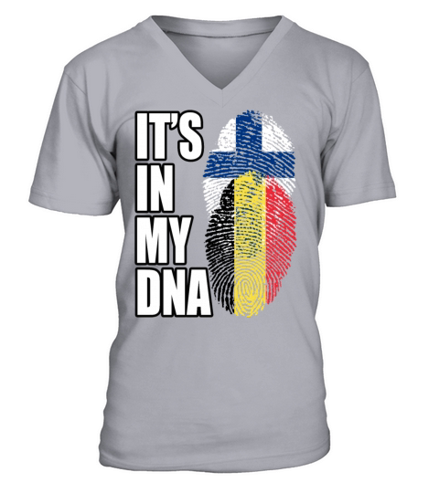 Finland And Belgian Mix Heritage DNA Flag V-Neck T-shirt
