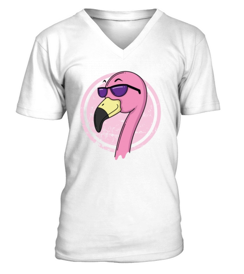 Flamingo with sunglasses V-Neck T-shirt