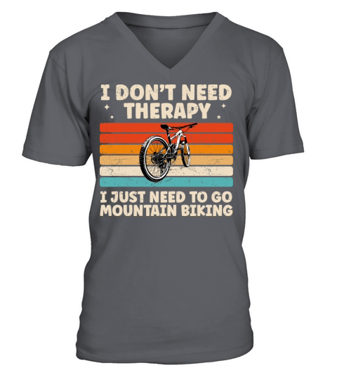 Funny Mountain Biking Dad Design Cool Mountain V-Neck T-shirt