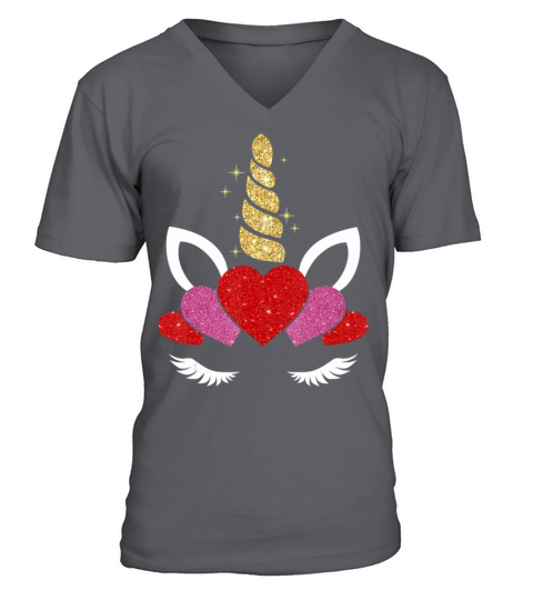 Heart Valentines Day for Women Girls Unicorn2079 V-Neck T-shirt