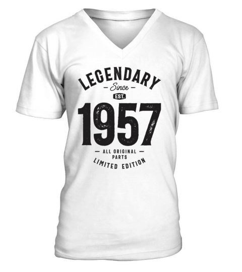 Legendary Since 1957 66th Birthday V-Neck T-shirt