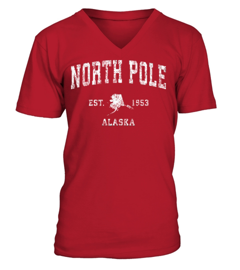 North Pole Alaska Ak Vintage Athletic Sports Desig V-Neck T-shirt
