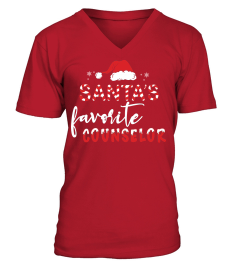 Santas favotite Counselor Christmas V-Neck T-shirt