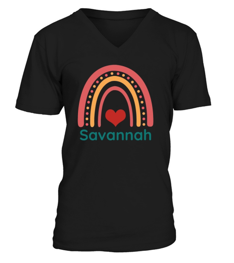 Savannah Vintage Boho Rainbow V-Neck T-shirt