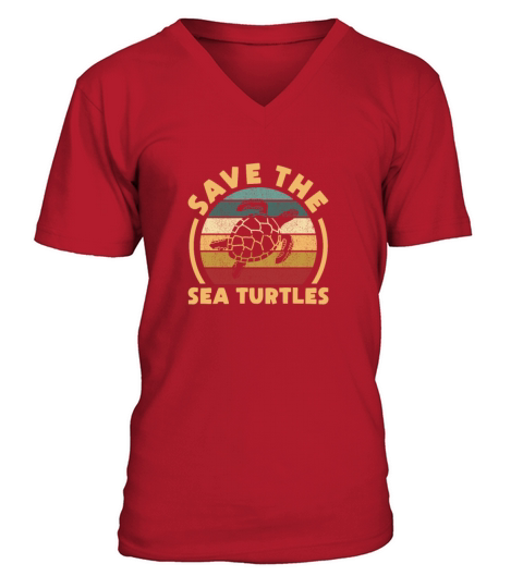 Save The Sea Turtles Retro Vintage V-Neck T-shirt
